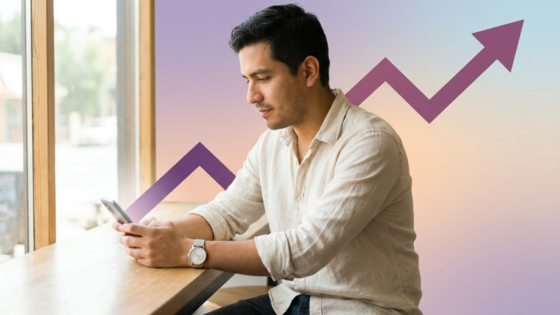 Person checking CiNKO Growth returns on their phone